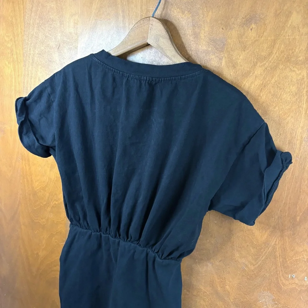 Free People Beach Black Short Sleeve T-Shirt Mini Dress Cotton Summer XS Boho